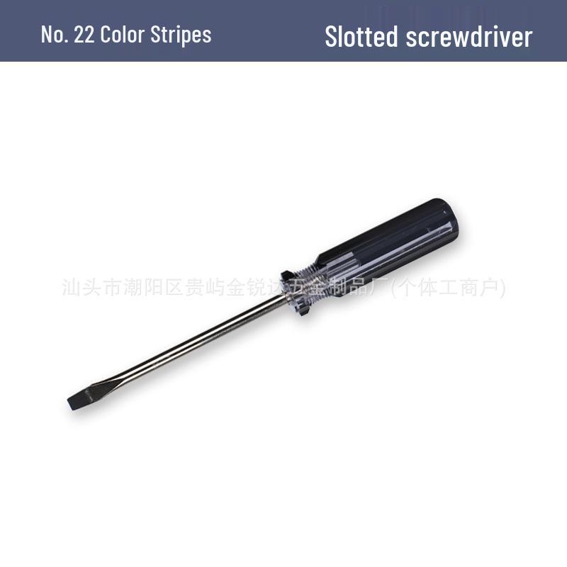 Crystal Color No. 22 Transparent Handle 6-in-1 Magnetic Screwdriver, 4" Black Head, Phillips & Flathead