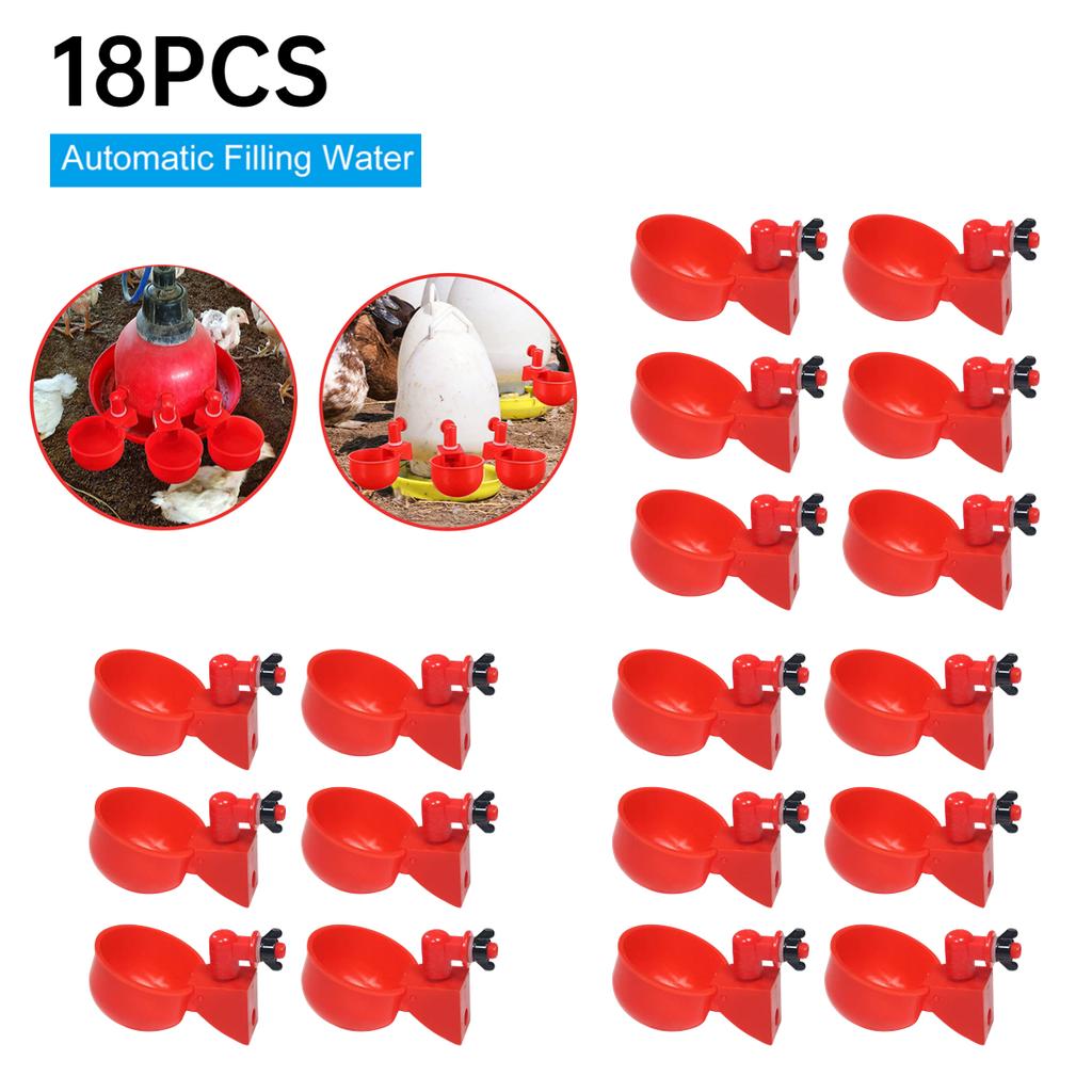 60PC Chicken Drinking Cup Automatic Drinker Chicken Feeder Poultry Waterer Drinking Water Feeder for Chicks Duck Goose Quail