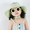 Детская панама с солнцезащитными очками Новый стиль Девочка Летняя с большими полями Защита от солнца