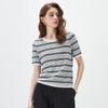 2026 Spring/Summer Women's Mulberry Silk Blend Striped Knit T-Shirt