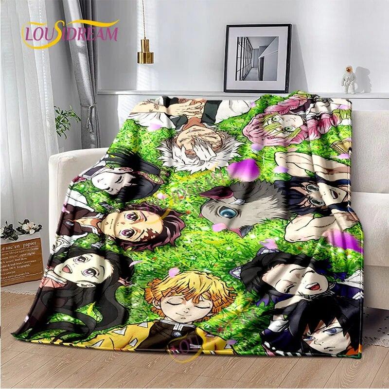 Japanese Cartoon Series Blanket Living Room Bed Sofa Travel 3D Demon Slayer Blanket Cartoon Home Office Hiking Gift