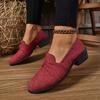 Fashion Women's Casual Low-heeled Shoes Retro Square-heeled Thick-soled Loafers Canvas Elegant Simple Women's Shoes Zapatillas