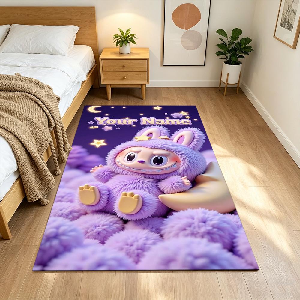 Labubu Customizable Name Area Rug Perfect for Bedrooms Foyer Outdoor Dining Room Antislip Carpet Anime Office Decor Perfect Gift for Friends & Family