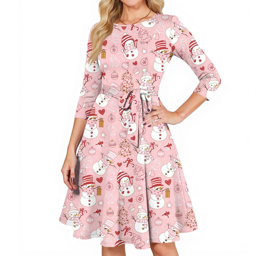 Damen Cocktailkleider 3/4 Ärmel Vintage Hochzeitsgastkleid