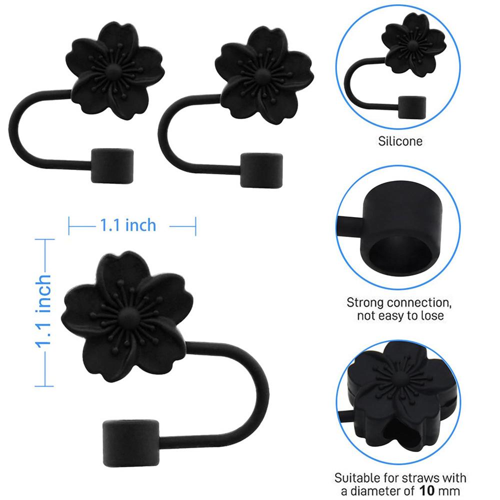 Flower Shape Straw Cover Caps Soft Silicone Straw Tips Lids Reusable Dust-Proof Straw Topper for Stanley Cup Party Decor