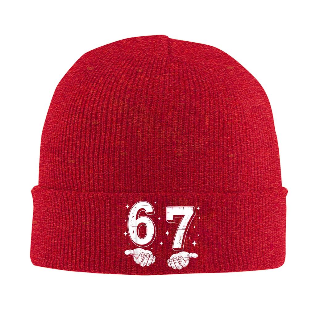 Funny Six Seven 6 7 Meme Gen Alpha Slang 6 7 Hands Knitting Hat Retro Caps Men Kpop Beanie Hats Autumn Winter Warm Bonnet Hats
