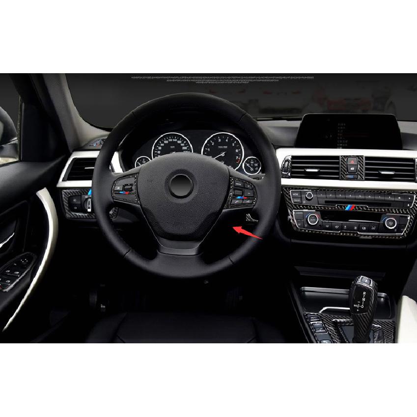 Steering Wheel Switch Trim Fit For BMW 3-4 Series GT 2013- Real Carbon Fiber