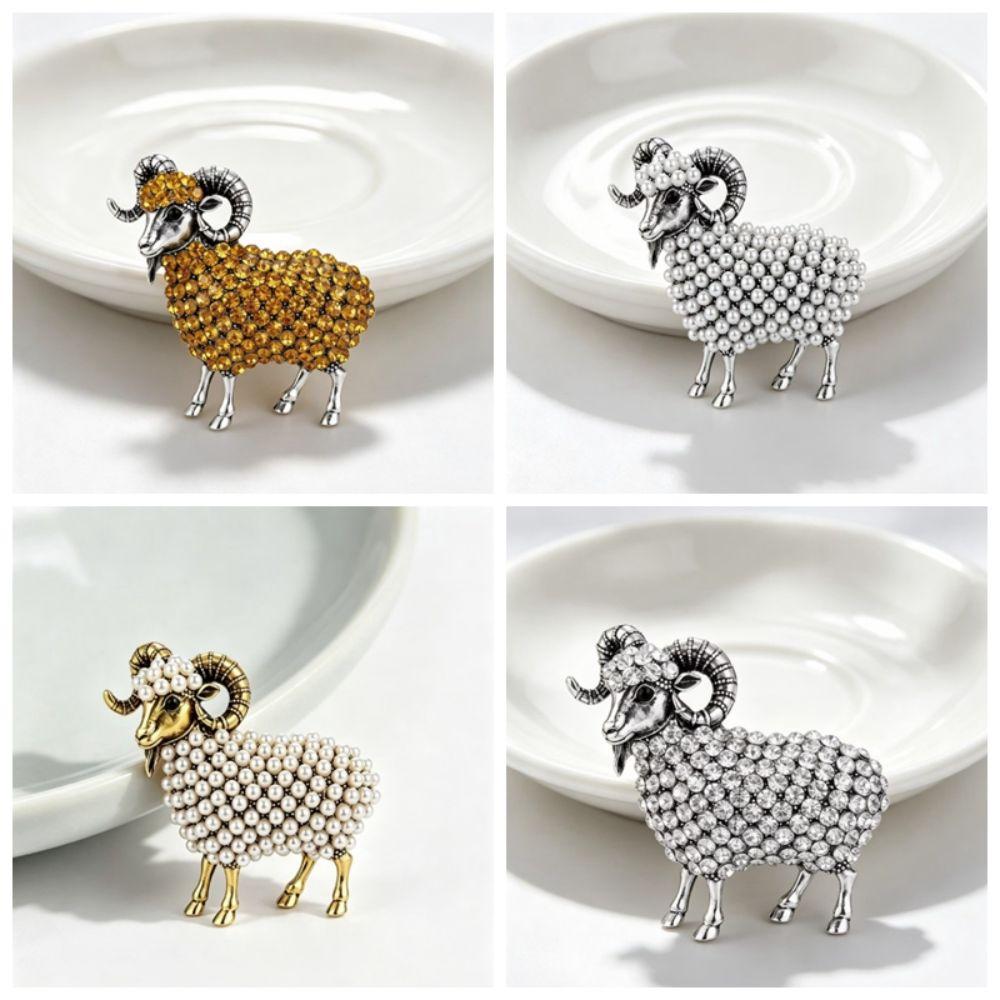 Rhinestone Animal Brooch Creative Jewelry Accessories Gifts New Year Sheep Brooches  Festival