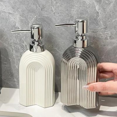 350ml Ceramic Hand Soap Bottle Press Type Refillable Liquid Lotion Storage Bottles Leakproof Reusable Liquid Soap Container