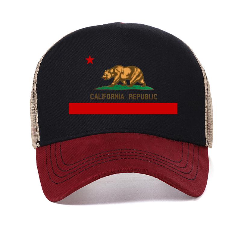 California Bear Trucker Cap Women Men California Republic Flag hat Hip Hop Baseball Cap Cool Summer Mesh Breathable hats