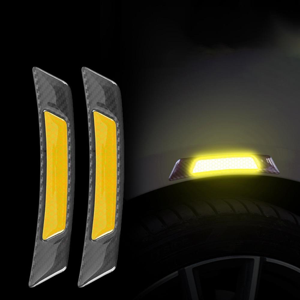 2Pcs High Brightness Reflective Wheel Arch Stickers Safety Warning Decal Car Exterior Protection