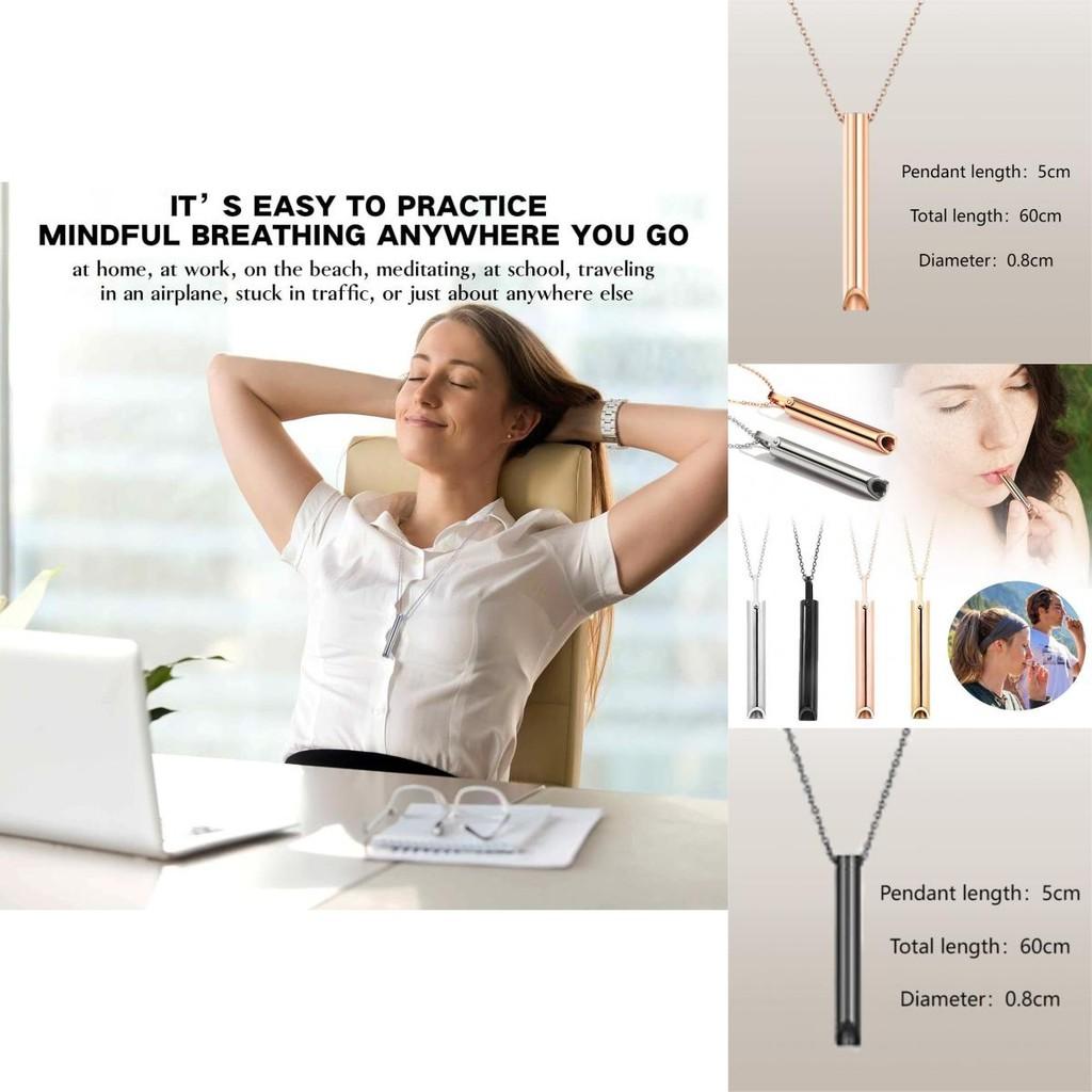 Titanium Steel Mindful Breathing Necklace Geometric Shape Vacuum Processed Adjustable Length Stylish And Stress-relieving Pendant