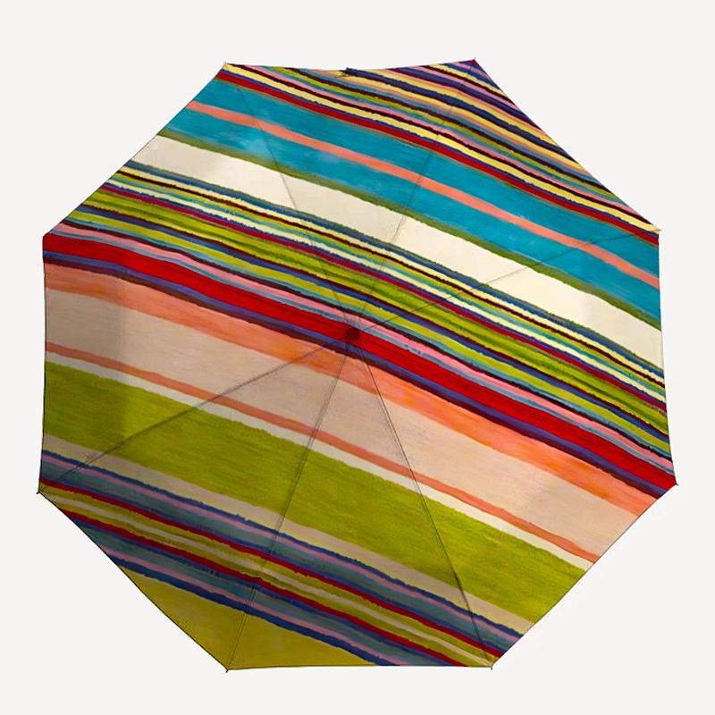 

1PC Colorful Stripes Automatic Folding Umbrella Portable Collapsible 8-Rib Umbrella for All Seasons, Casual Outdoor Accessory, A37