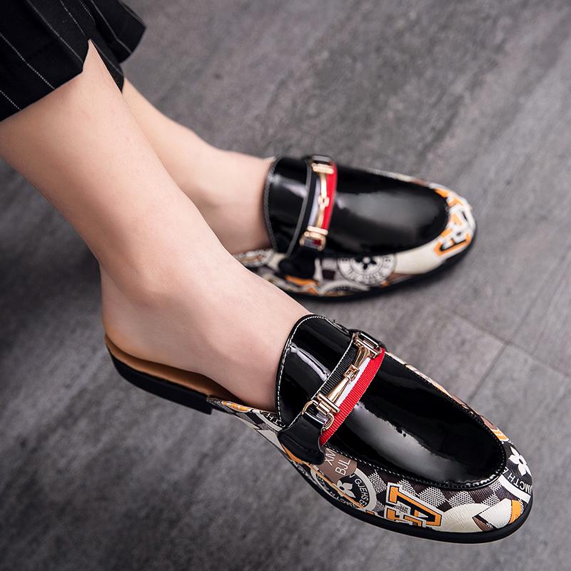Mode Sommar Halvskor Herr Läderskor Herr Mules Casual Skor Mode Halvdrags Loafer Läder Herrskor Mocassin Handgjorda Skor