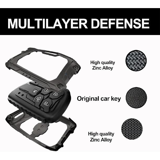 Heavy Zinc Alloy Key Fob Cover, Keychain, Key Case, Accessories Compatible With   2024 2025 Chevy Silverado 1500 GMC Sierra 1500, 2024 2025 Silverado