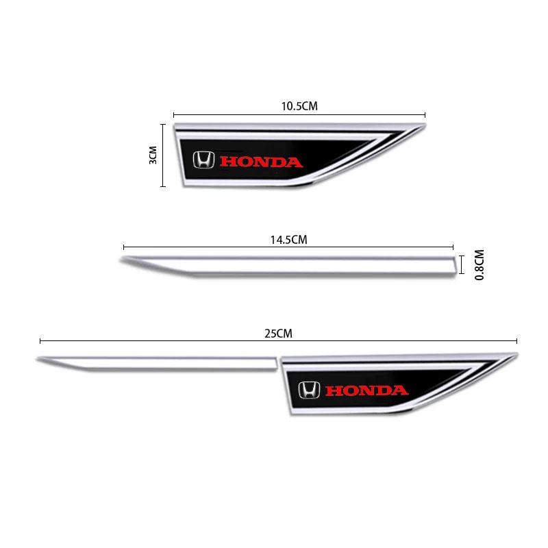 FIQ1 2Pcs Metal Blade Emblem Badge Sticker Side Doors Fender Decal for Honda CITY CIVIC Mugen INSPIRE XRV CR-V URV Fit Type R Vezel