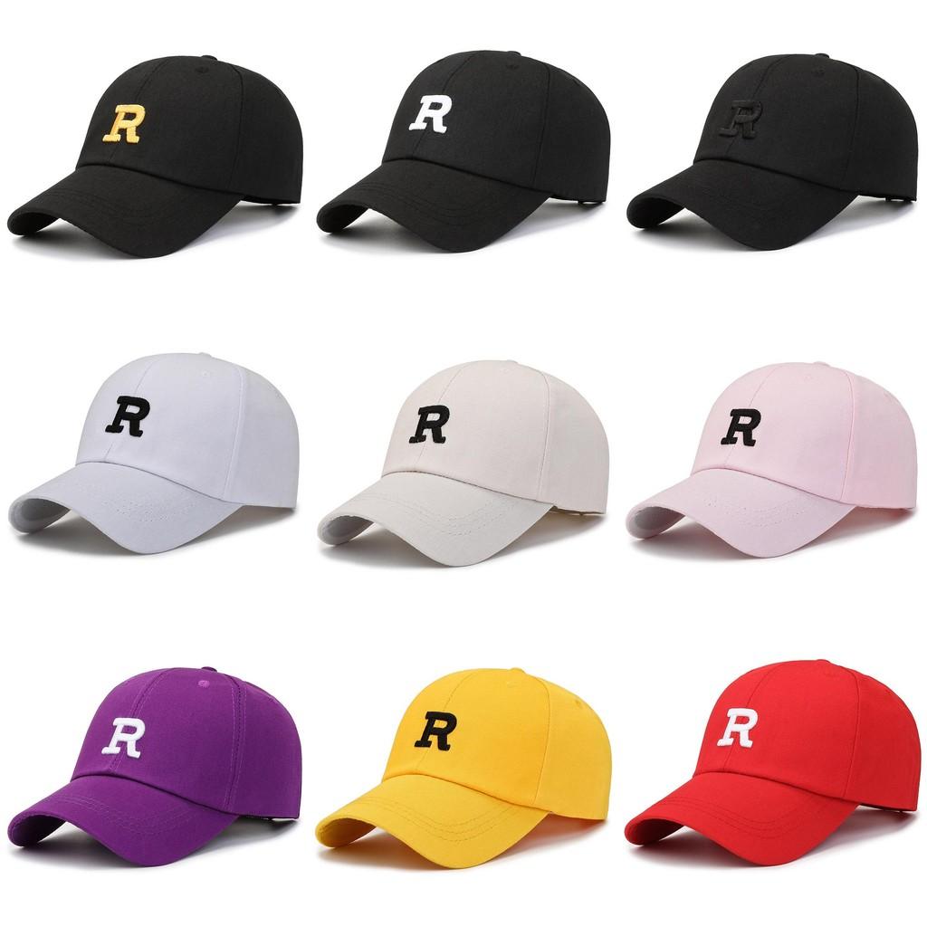 Letter R Embroidery Baseball Hat Adjustable Sun Protection Breathable Gifts