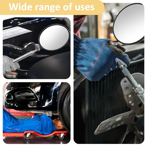 Retractable handle 360 ° rotating circular detection mirror 100mm large round mirror