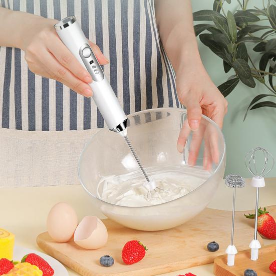 1 Set Elektrischer Eierschläger USB Wiederaufladbar 3 Geschwindigkeiten Handmixer Kaffeemixer für Küche
