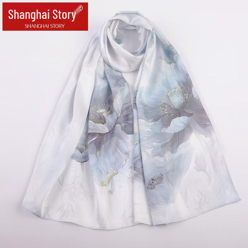 

Shanghai Story Women s 100% Mulberry Silk Printed Jacquard Long Scarf 55x175cm