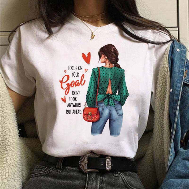Maycaur camiseta feminina casual nova engraçada mulher negra topo t harajuku 90s moda em torno do pescoço manga curta senhora t camisa roupas
