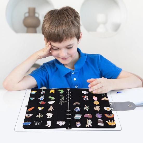 8 Seiten Emailleschild-Displaybuch Filz-Anstecknadel-Tauschbuch mit transparenter Abdeckung