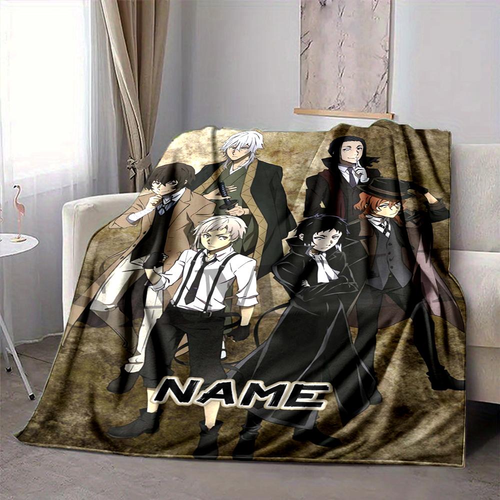 Custom 1pc Cityscape Anime Characters Blanket, Soft And Comfortable Blanket, Casual Warm, Camping Travel Blanket, Birthday Gift Q91211