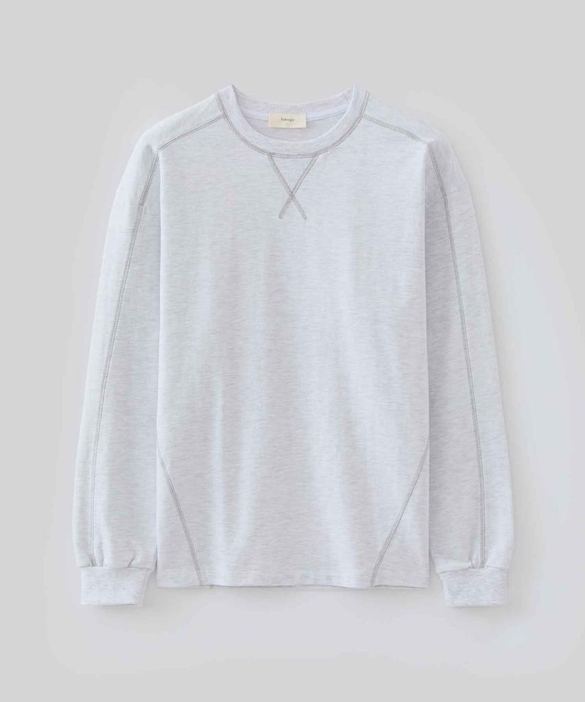 Pabeulega Stitch Sweatshirt Long Sleeve (White Melange)