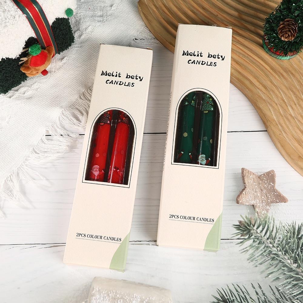 Christmas Colorful Cone Rod Printed Long Rod Candle Home Romantic Cone Rod Wax Festival