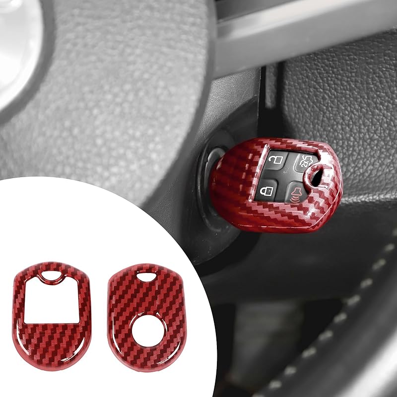 JeCar Car Key Fob Case Cover for Ford F150 2009-2014, for Ford Mustang 2010-2014 (Carbon Fiber Texture) Red Carbon Fiber