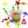 29pcs Sea Animals & Fruits Suction Cup Toys, With Bucket For Storage, Construction Toy For Kids, Bath Time And Travel  Toys