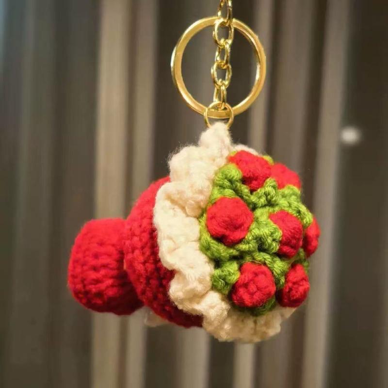 Handmade Knitted Wool Flower Bouquet As A Gift for Teachers' Day, Mother's Day, Valentine's Day, New Year, Keychain
