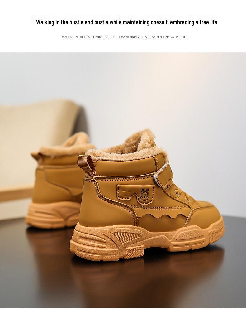 Bobodou Kids' Winter Velvet-Lined Martin Boots for Boys & Girls - Thick, Warm, Trendy Sports Shoes 2025