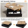 Multifunctional Square 360 Degrees Swiveling Coffee Drawer, High-Gloss 2-Tier Table and Storage Cabinet, Side Table, Natural Wood + Black