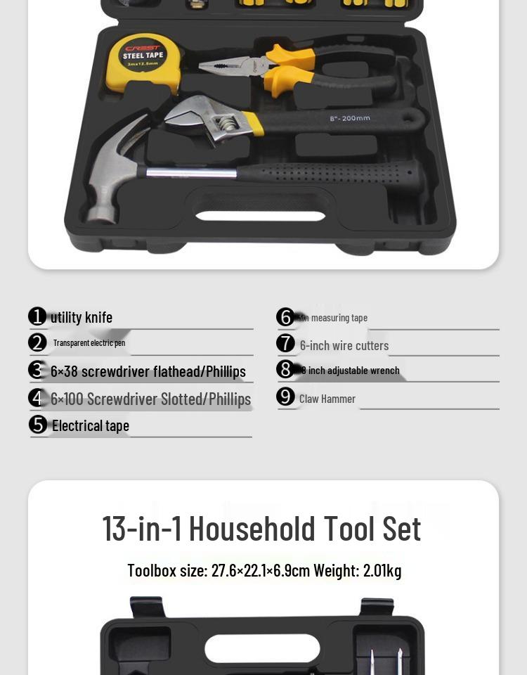 Complete Household Tool Set: Wrenches, Screwdrivers, Pliers, and More
