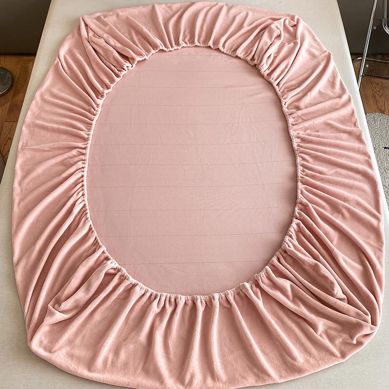 2027 Warm and Thick Elastic Fitted Sheets Solid Color Adjustable Flannel Winter Mattress Cover Velvet Bed Linens 90/160/180/200 Sizes