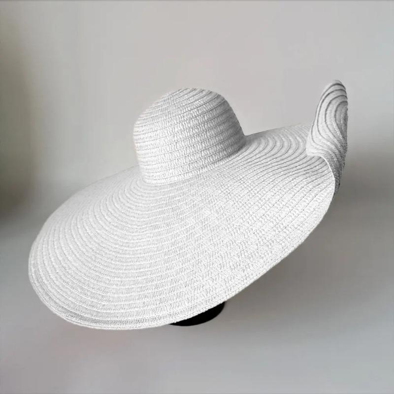 Oversized Brim Straw Hat Women's Foldable Vacation Beach Hat 70 Large Brim Sun Hat