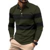 Herren Freizeit Revers Gestreift Pullover Business Gespleißt Langarm PO LO Shirt