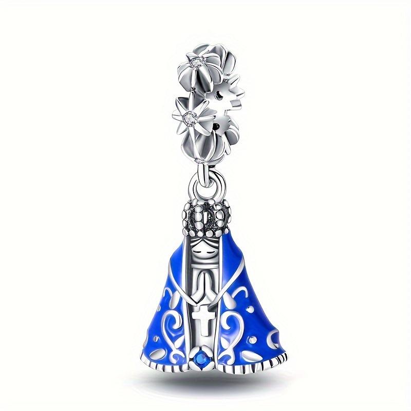 S925 Silver DIY Golden Virgin Mary Pendant Beaded Bracelet Necklace Set