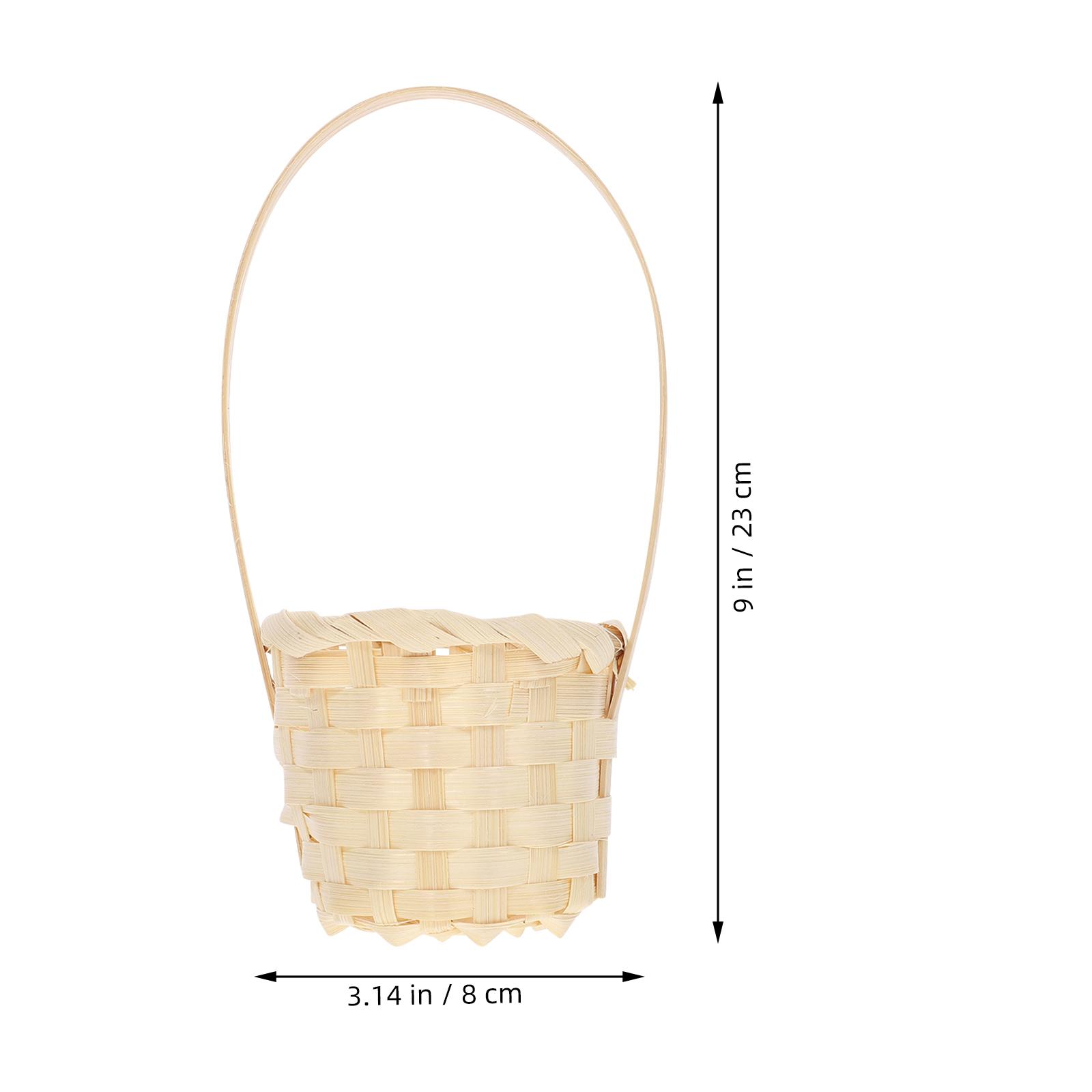 5Pcs Bamboo Weaving Basket Portable Flexible Handle Fruit Storage Flower Holder Picnic Tote Basket Fruit Holder