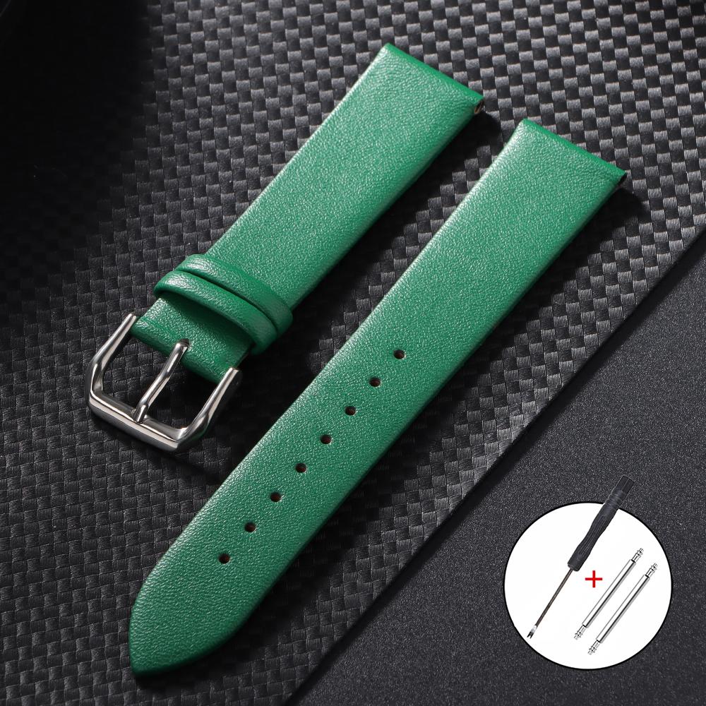 18mm 20mm 22mm Ultra-thin Genuine Cowhide Watchband Men Women Universal Watch Strap Brown White Black Wristband for Smartwatch