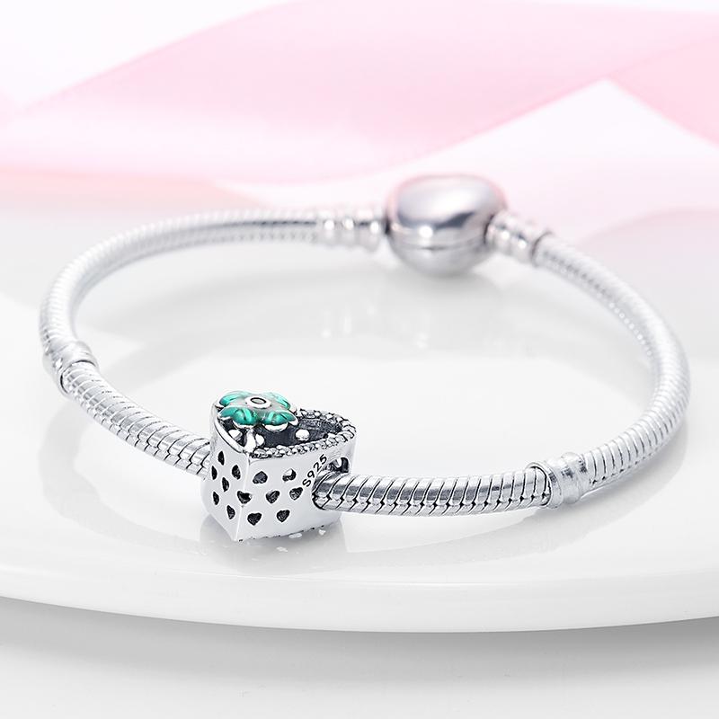 Charms Plata  Clover Heart Shape Beads Fit Original  Bracelets Charms For Women Jewelry Diy Making Gifts