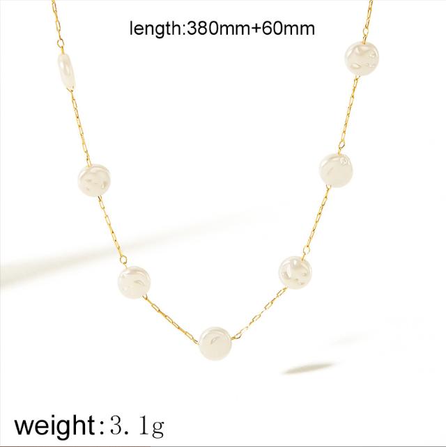 Pearl Necklace for Women, Versatile and High-end, Timeless Baroque Pearl Stainless Steel Necklace 1 золотой