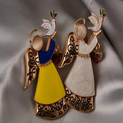 Ins Wind with Wings Angel Holding Bird Personality Cute Brooch