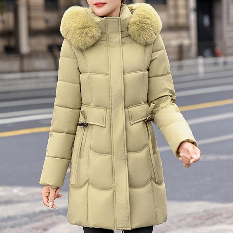 Fashion Female Warm Coat Winter Long Parkas Hooded Faux Fur Collar Loose Thick Women's Jackets