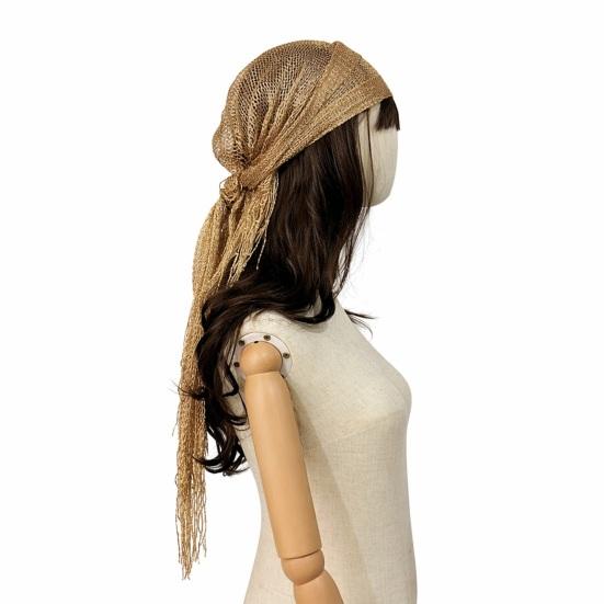 Hip Hop Headscarf Multi-Use Turban Triangle Scarf with Tassel Design Glossy
