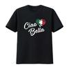 New Limited Ciao Bella Italian Hello Beautiful Heart Flag Design T Shirt Made In USA Vintage Washed Unisex Soft Breathable