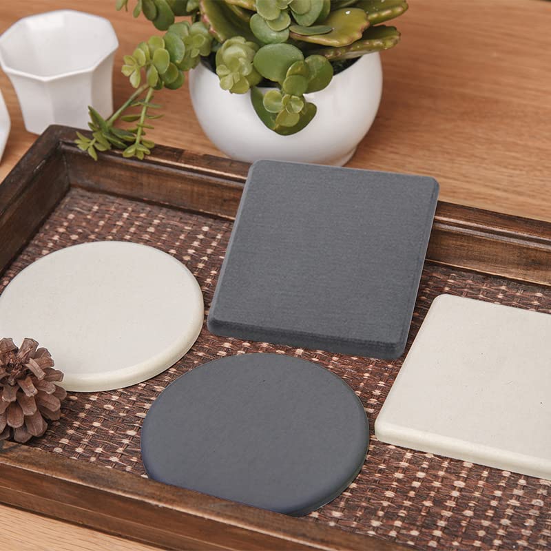 FULLKOMINN Diatomaceous Earth Coasters, Absorbent, Deodorizing, Anti-Odor, Anti-Mold, Anti-Slip, Deep Gray, Round, Asbestos-Free, SGS Certified