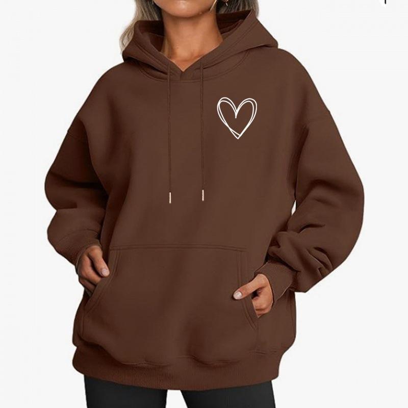 Autumn Love Printed Hoodies Fashionable Casual Sports Long Sleeved Women's Hooded Sweatshirts