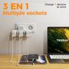 Multiple Socket Power Strip with 3 Outlets, 3-In-1 European Plug Wall Socket Extender Adapter with Overload Protection